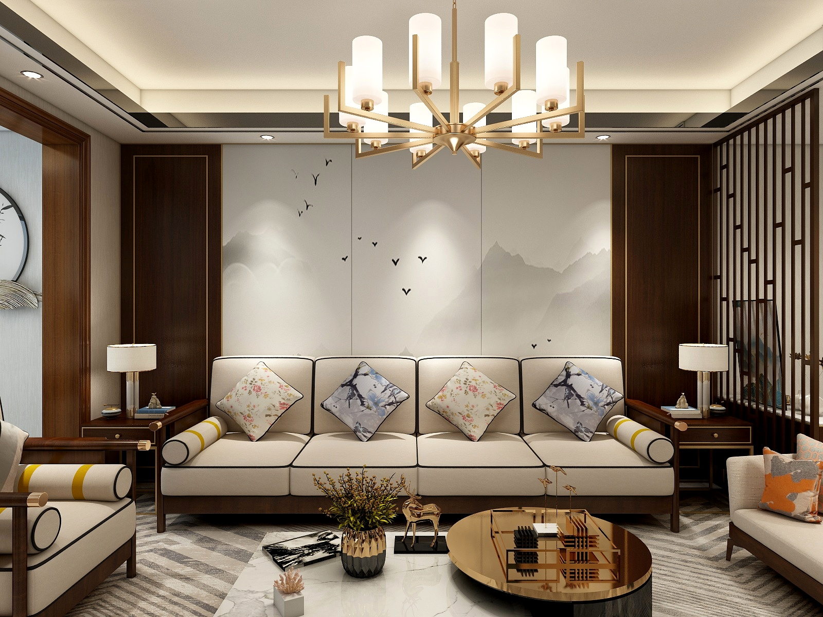 欧阳艳清-131㎡三居新中式装修效果图