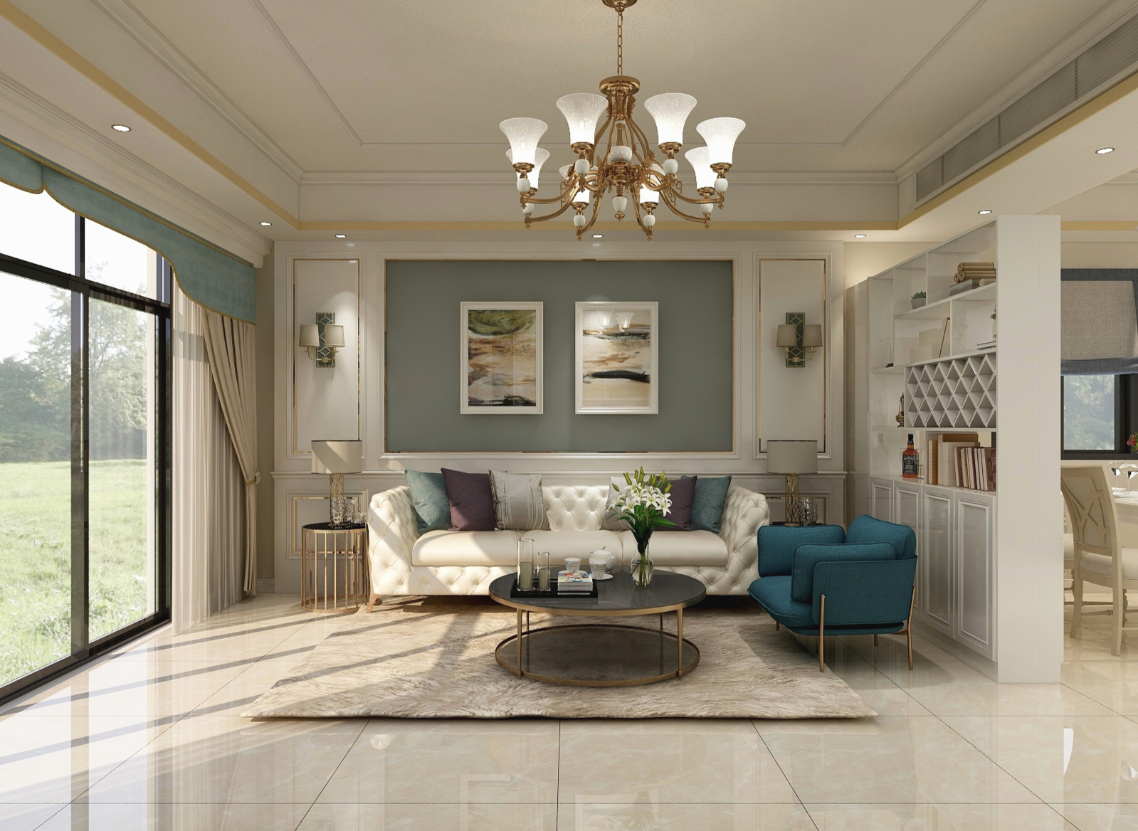 刘威-简欧轻奢102m2A户型1室2厅1卫1厨-装修设计方案