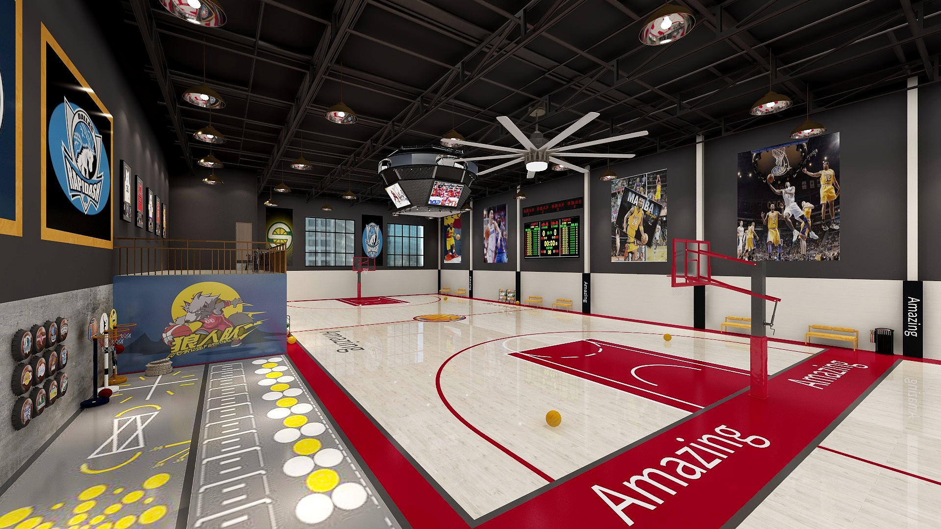 空间设计--林工-球奇篮球场装修效果图