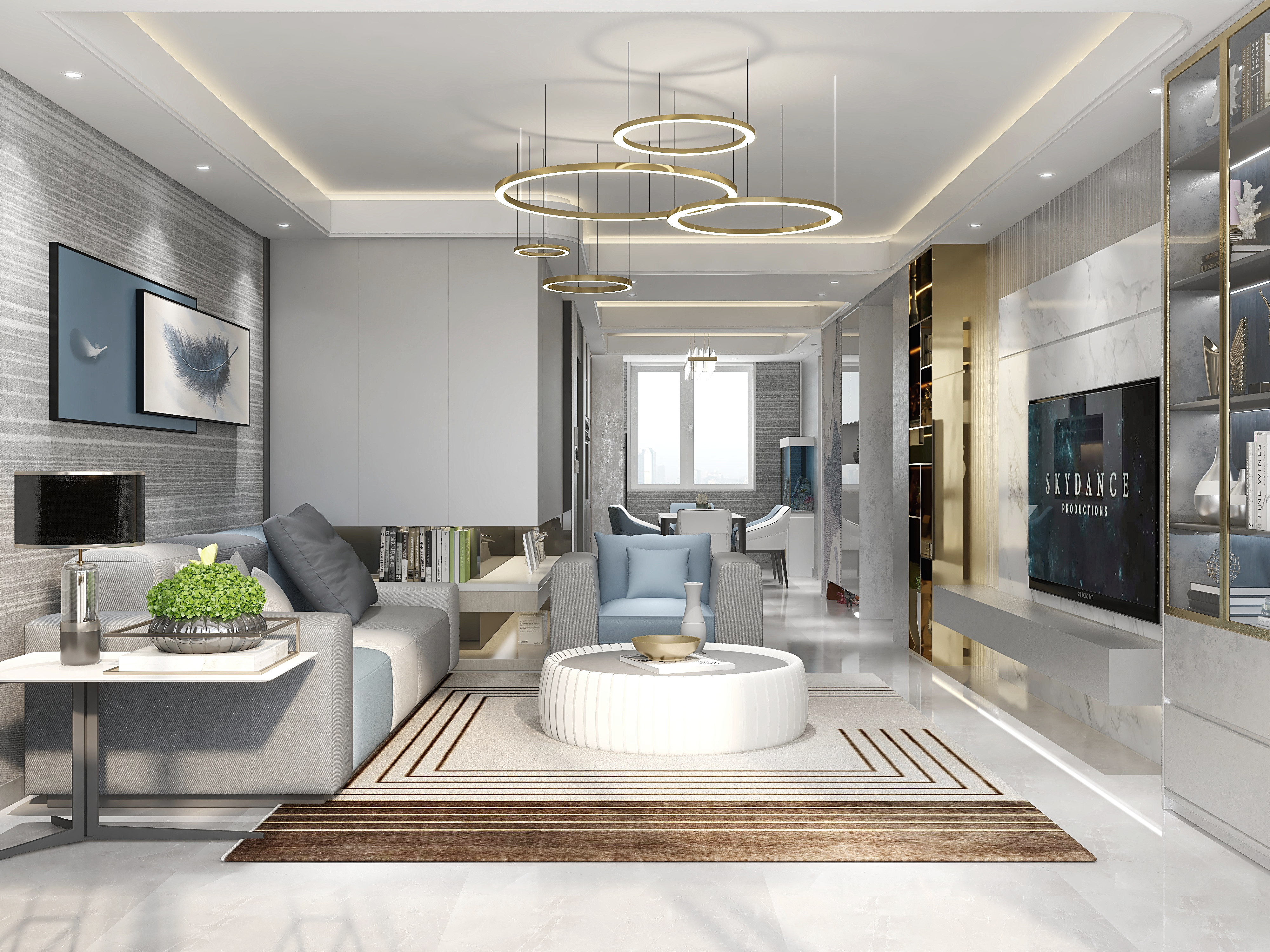 黄建-《海蓝》现代轻奢|138平米3居室装修效果图