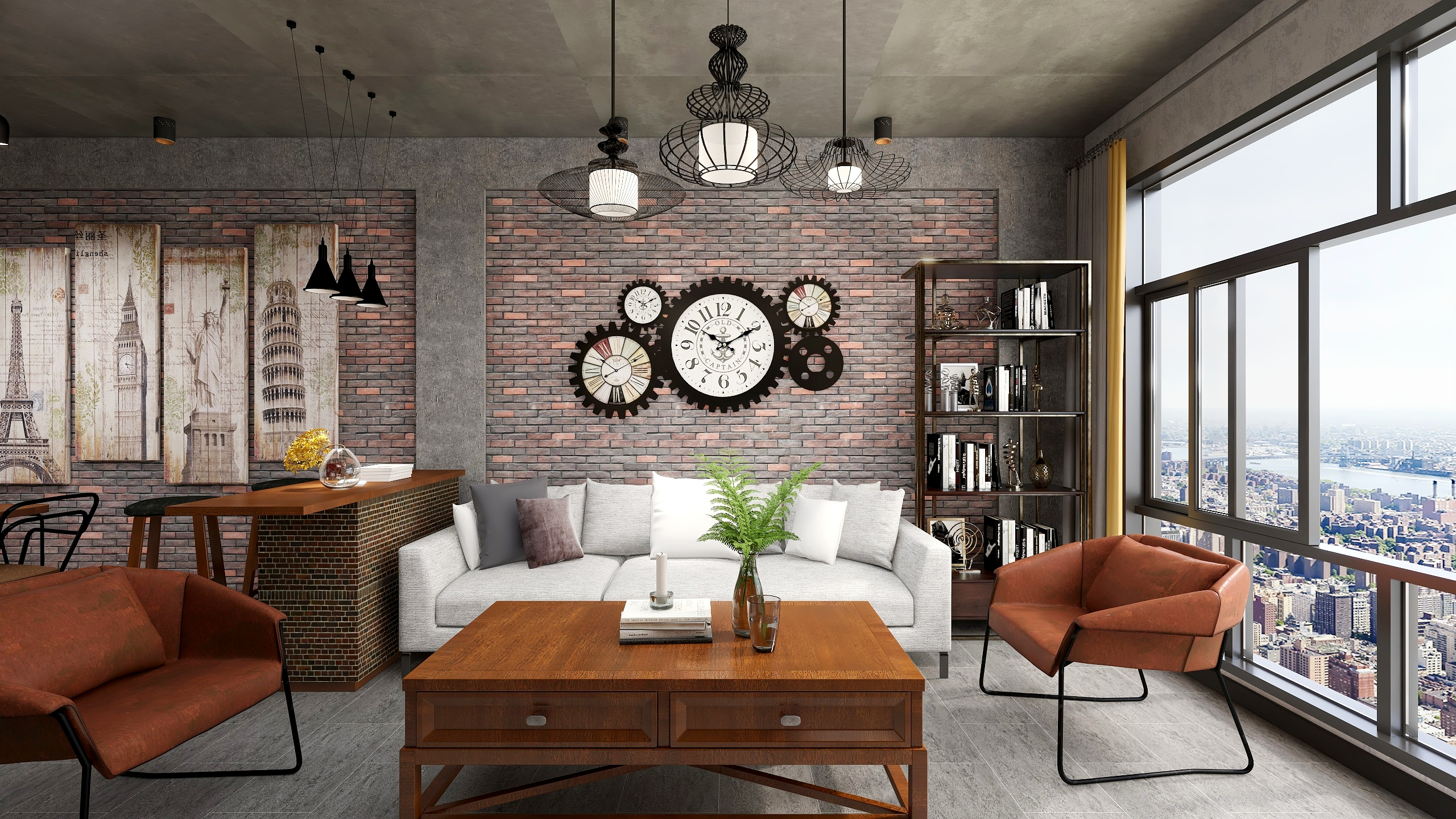 李志锋-工业美式混搭三室-《音乐潮玩·家》装修效果图