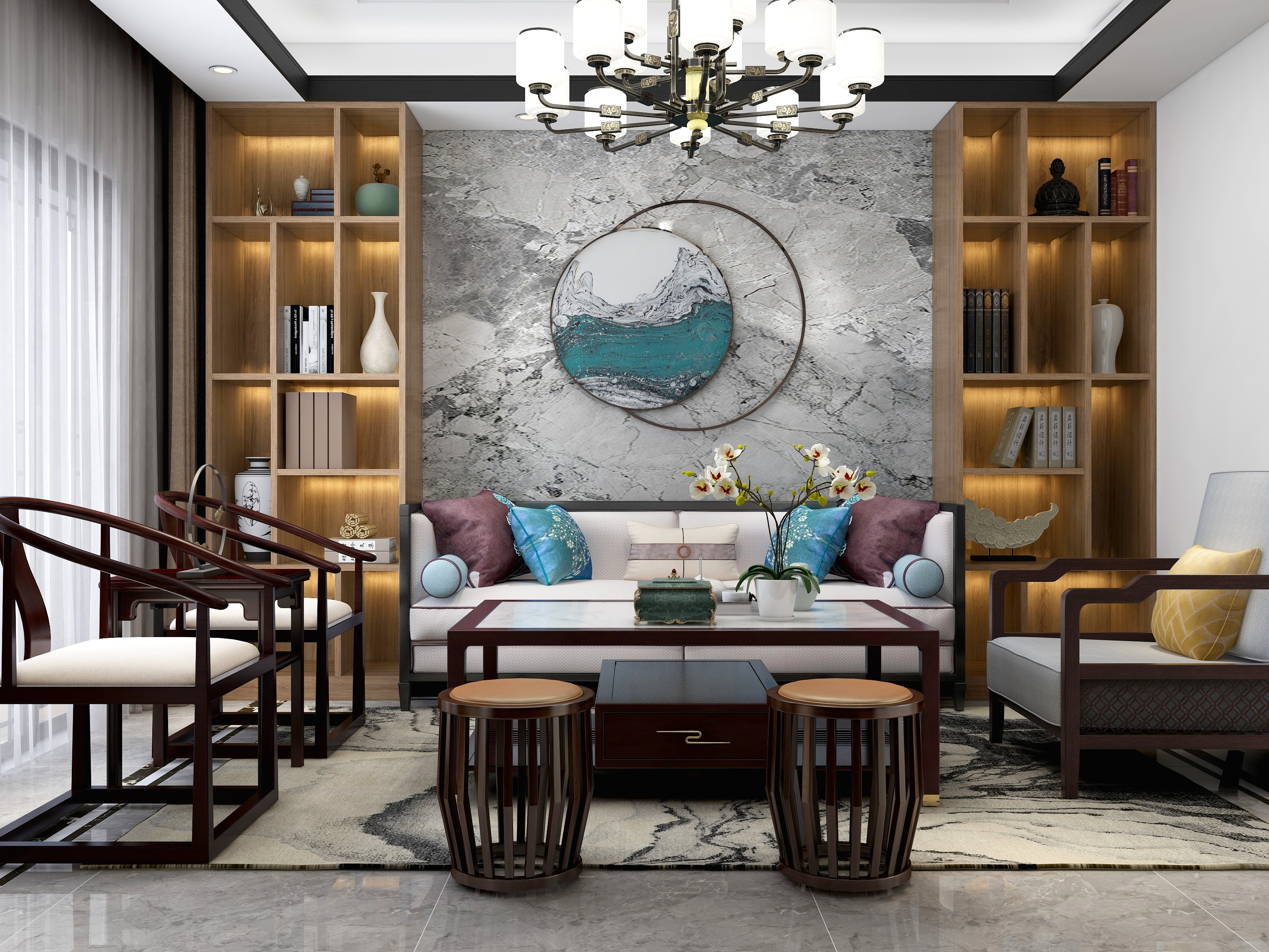 杨锐dl-【新中式风格】丨四居室装修效果图